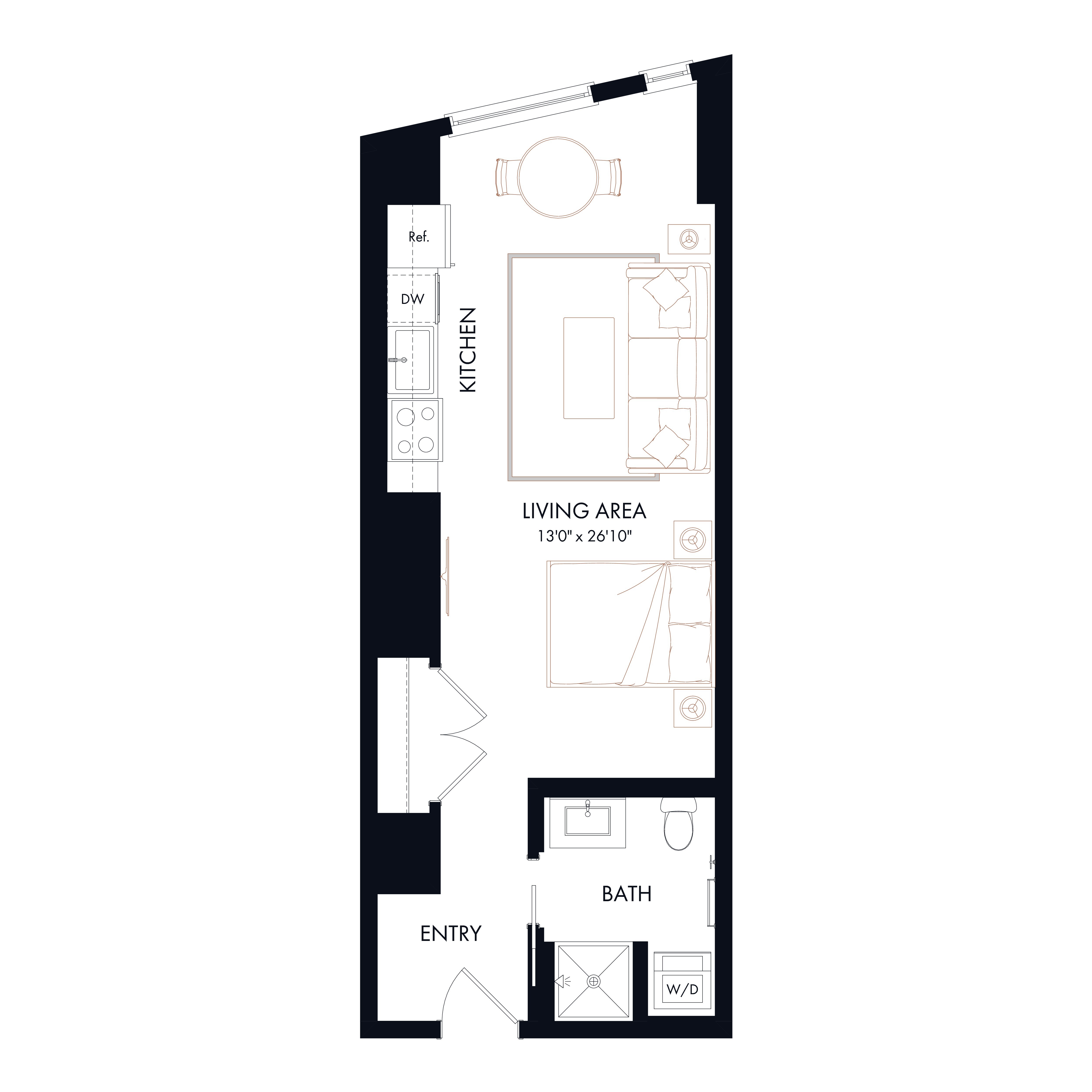 Floor plan layout diagram for S4 | Studio | 1 Bath